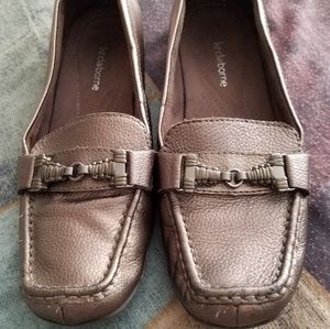 Liz Claiborne gold loafers